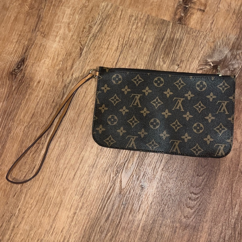 Monogrammed Wristlet Clutch Handbag Brown Bag Purse Travel (Designer Inspired)